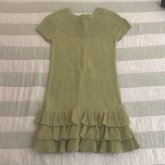 Gymboree cable knit dress green with pink embroidered flowers size 6 - Picture 5 of 5